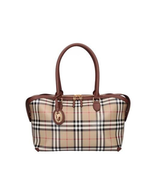 Burberry White Medium Tote Bag Check"
