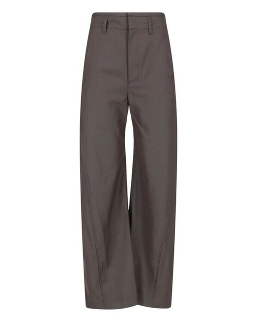 Lemaire Gray High-Waist Tailored Trousers