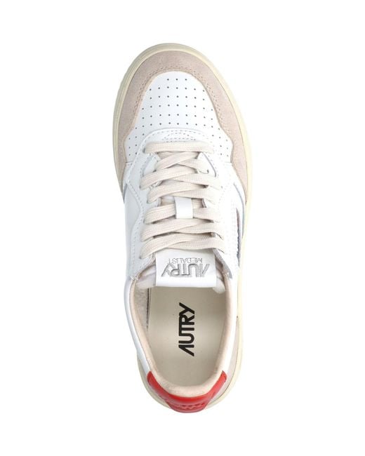 Autry White Low-Top Sneakers With Suede Overlays