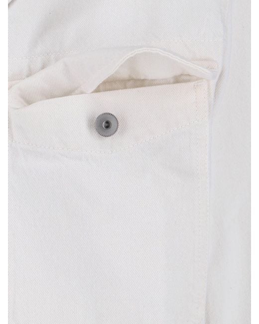 Lemaire White Cropped Trucker Cotton Jacket for men