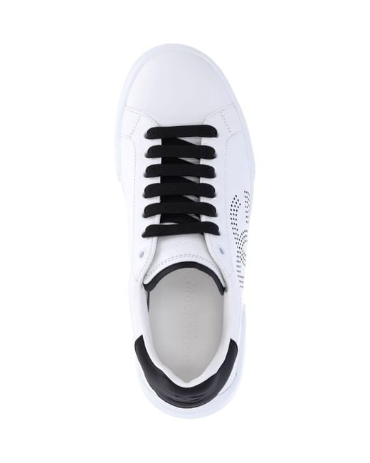 Dolce & Gabbana White Portofino Leather Low-Top Sneakers for men
