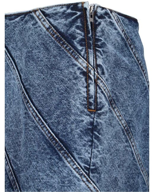 Gonna Midi A Spirale In Denim di Alaïa in Blue