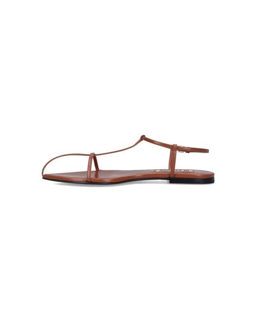 Jil Sander Brown Leather Sandals, Round Open Toe