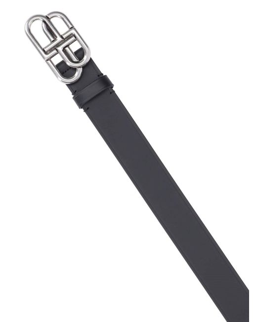 Balenciaga Black Leather Belt With Double-B Buckle for men