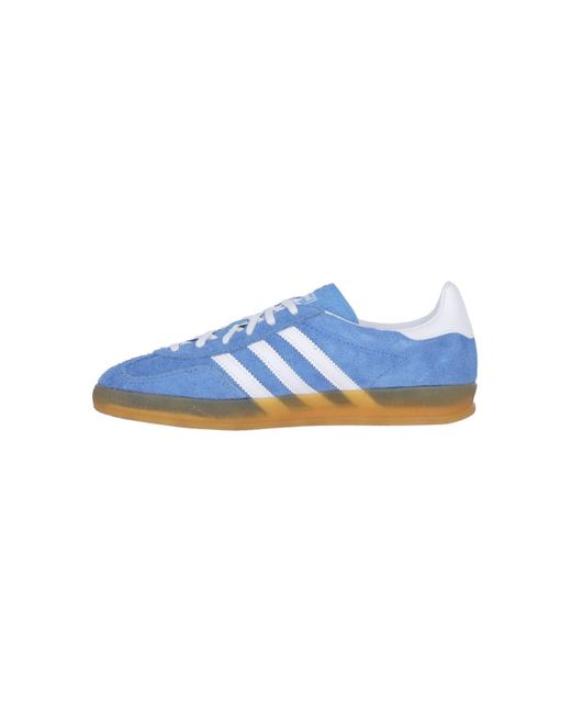 Adidas Blue 100% Leather Sneakers With Metallic Accents