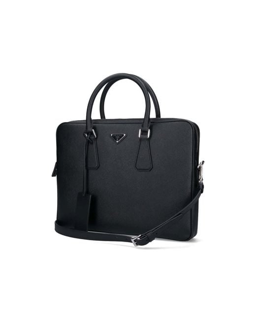 Prada Black Logo Briefcase for men