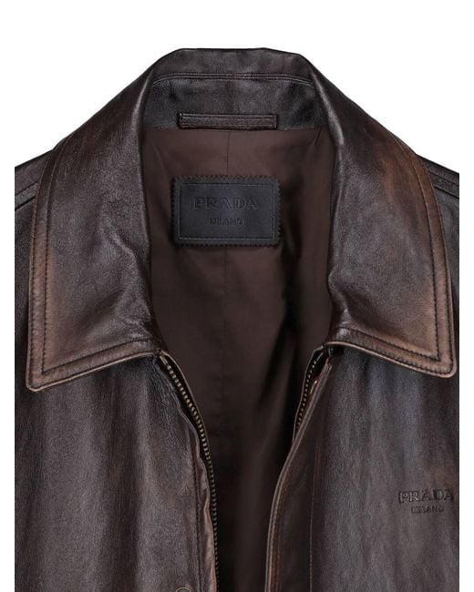 Prada Brown Lambskin Bomber Jacket for men