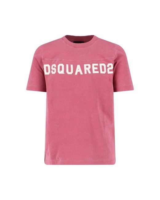 DSquared² Pink T-Shirt With Logo for men