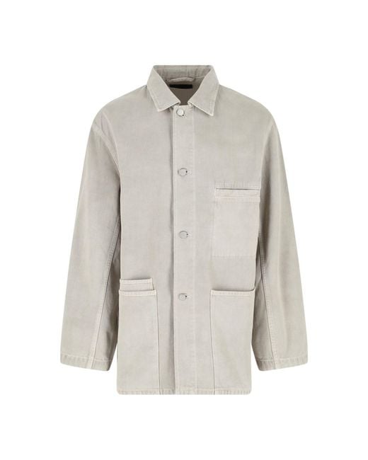 Lemaire White Cotton Twill Jacket for men