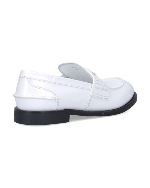 Miu Miu White Logo Loafers