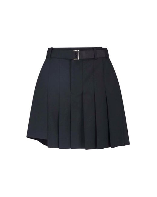 Sacai Blue Wool Blend Shorts