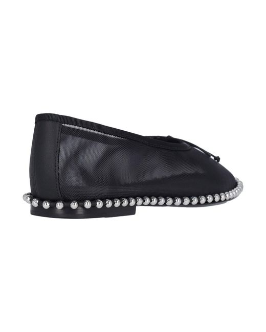 Alexander Wang Black Lina Studded Mesh Ballerinas