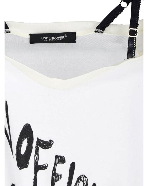Undercover White Loose-Fitting Layered Detail Graphic Top