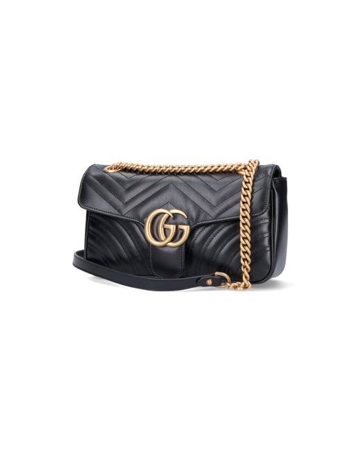 Gucci Black 'Gg Marmont' Small Shoulder Bag