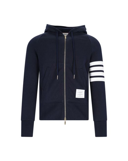 Thom Browne Blue 4-Bar Zip-Up Sweatshirt for men