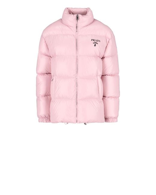 Prada Logo Oversize Down Jacket in Pink Lyst