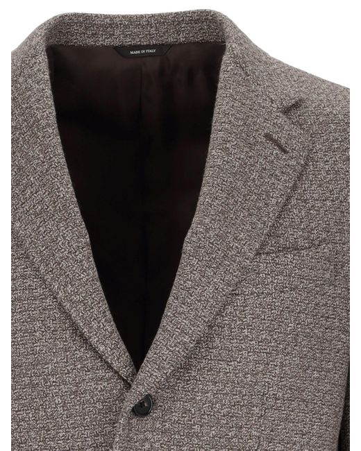 Loro Piana Gray Single-breasted Virgin Wool Blazer for men