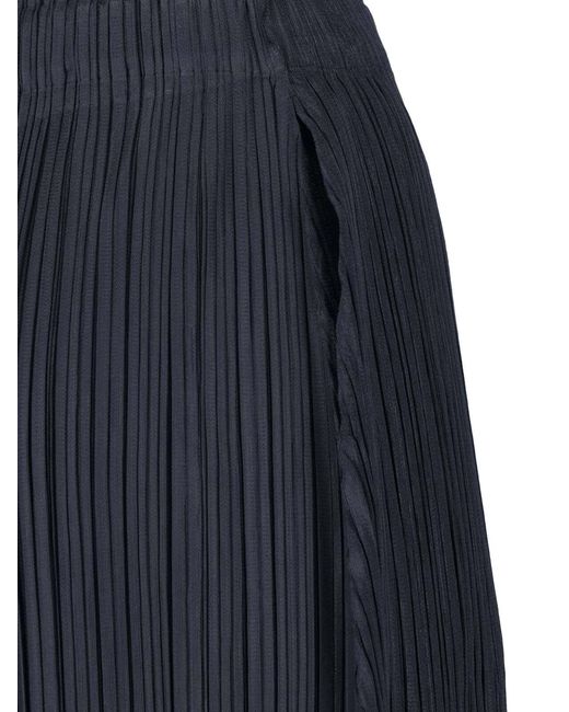Pleats Please Issey Miyake Blue Pleated Wide-Leg Trousers