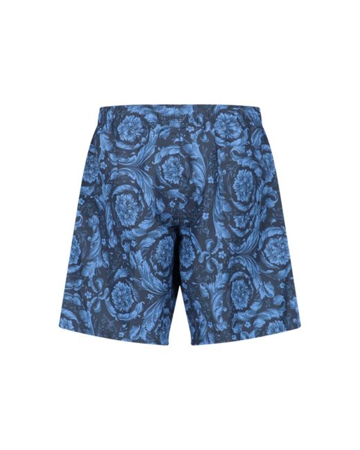 Versace Blue 'barocco' Swim Shorts for men