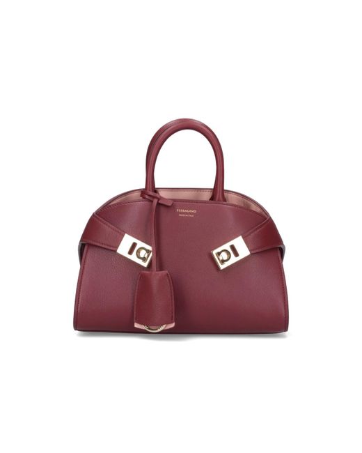 Borsa A Mano Mini Bicolore "Hug" di Ferragamo in Purple