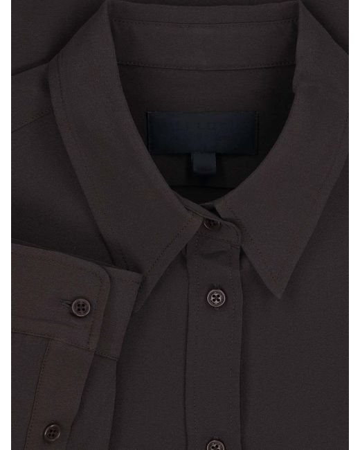 Nili Lotan Black Silk Button-Front Shirt