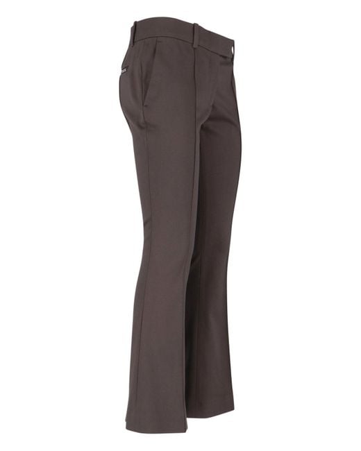The Attico Gray High-Waisted Bootcut Trousers With Logo Detail