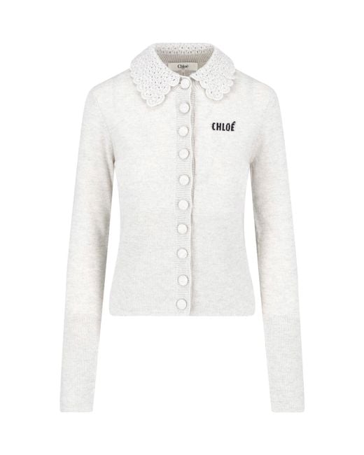 Chloé White Wool Cardigan