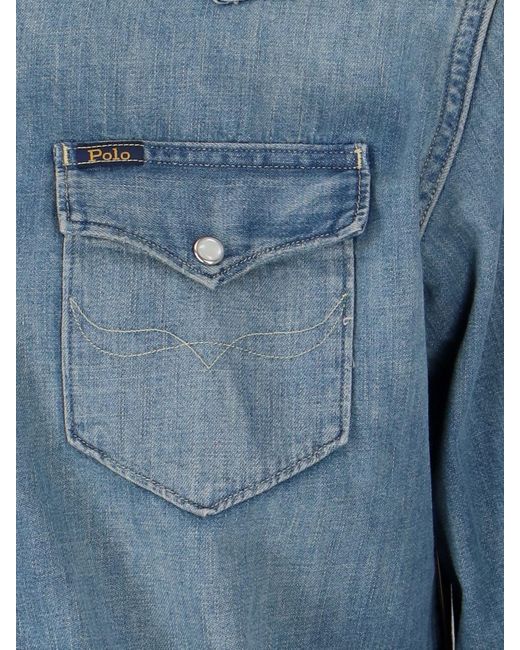 Camicia In Denim di Polo Ralph Lauren in Blue da Uomo
