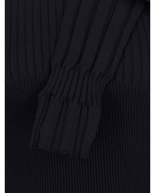 Balmain Black Viscose-Blend Knit Sweater