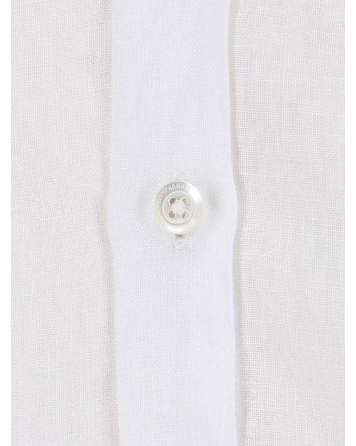 Emporio Armani White Mandarin Collar Shirt for men