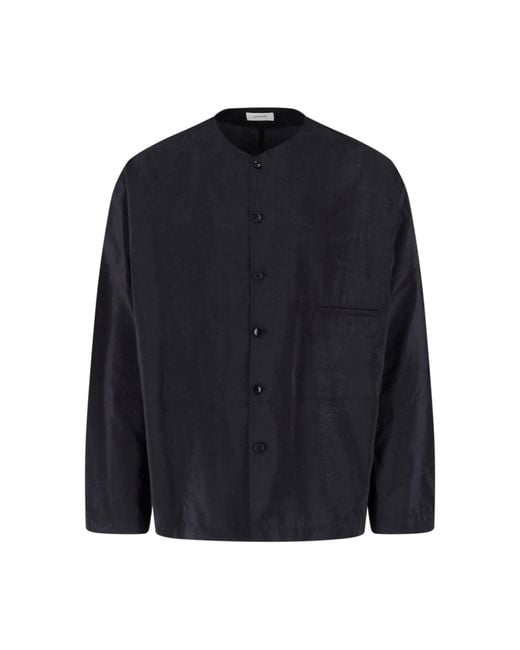 Lemaire Blue Silk Blend Round Neck Shirt for men
