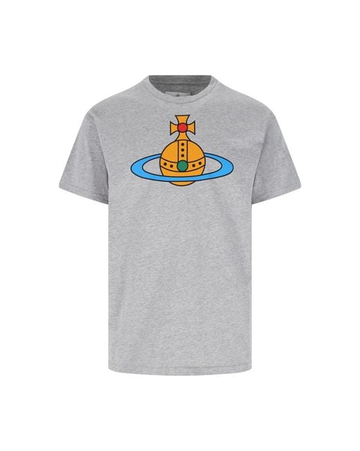 Vivienne Westwood Gray Graphic Cotton T-Shirt for men