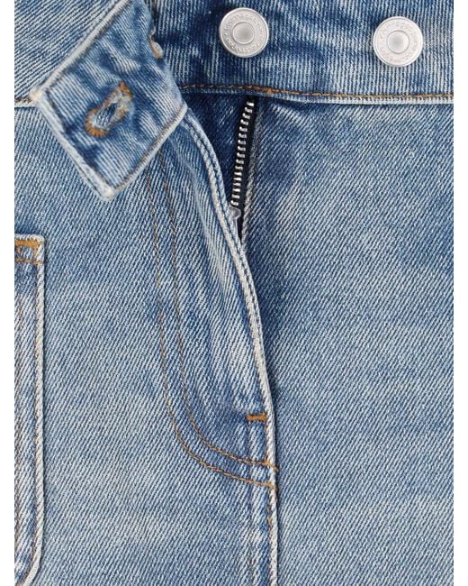 Courreges Blue Low-Rise Embroidered Mini Denim Skirt