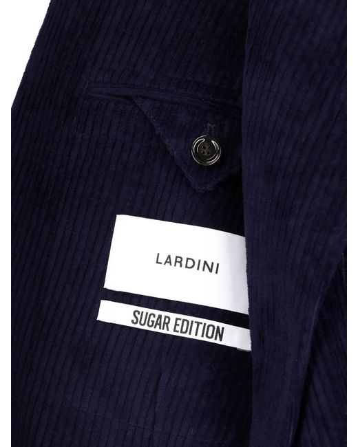 Lardini Blue Double-Breasted Velvet Blazer for men