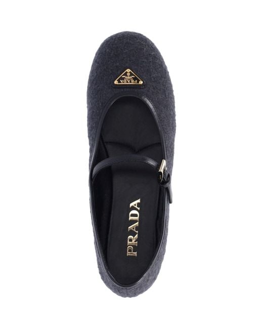 Prada Blue Logo Ballerinas