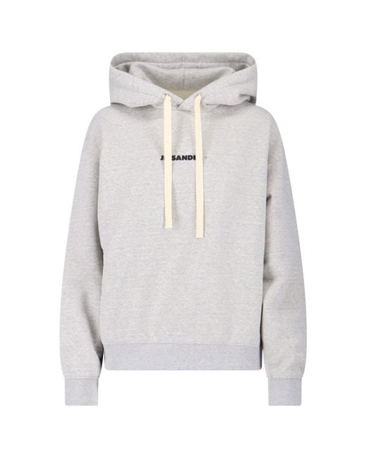 Felpa Cappuccio Logo di Jil Sander in Gray