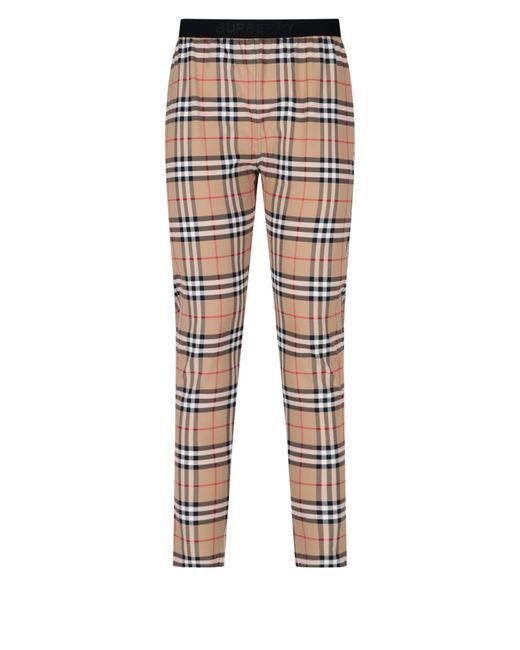 Burberry Synthetic Tartan Pattern Trousers in Beige (Natural) | Lyst