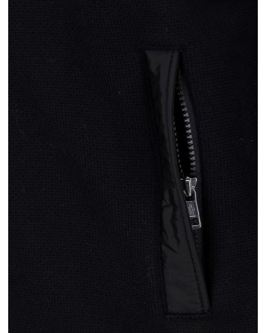 Moncler Black Virgin Wool Cardigan for men