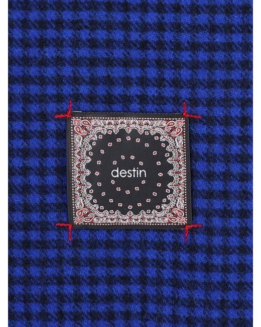 Destin Blue Houndstooth Scarf for men