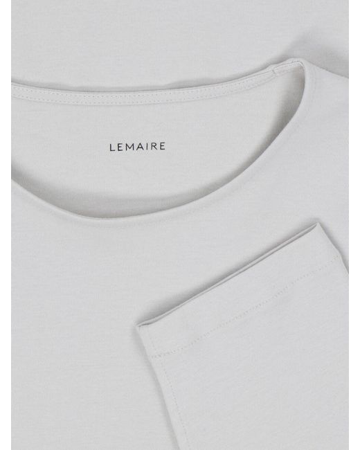 Lemaire White Crew Neck Cotton Silk T-Shirt for men