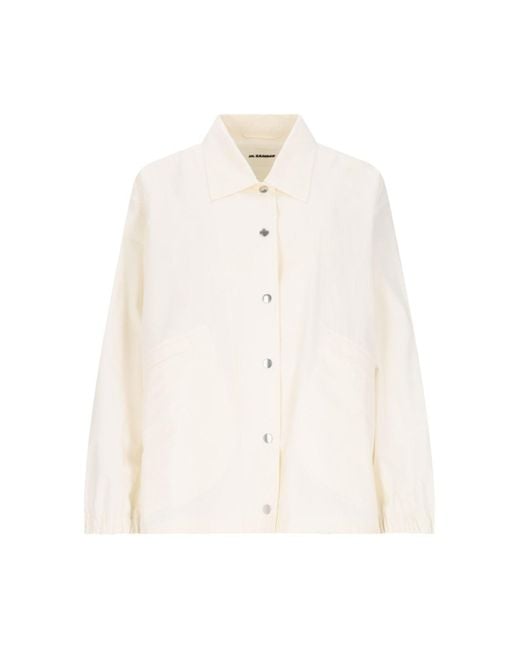 Jil Sander White Logo Single-Breasted Jacket