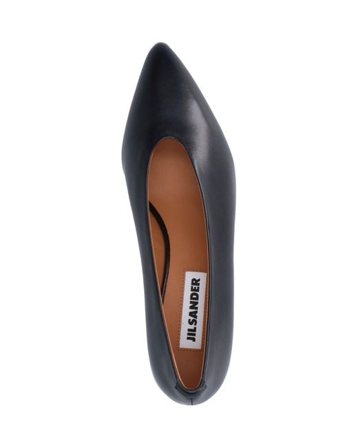 Jil Sander Black Arc Pointed Toe Leather Pumps
