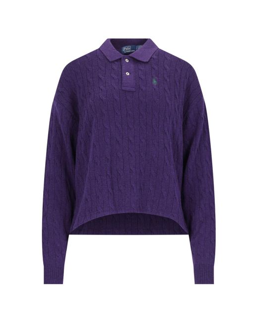 Polo Ralph Lauren Purple Braided Knit Polo Shirt