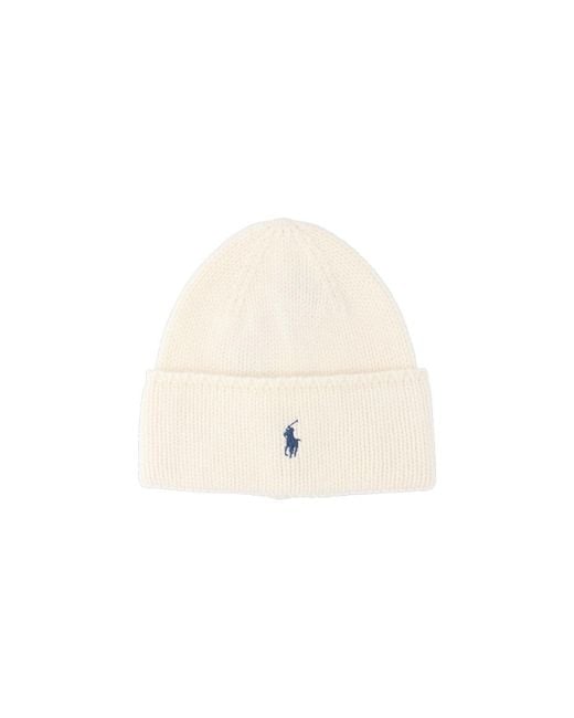 Polo Ralph Lauren White 100% Wool Beanie Hat