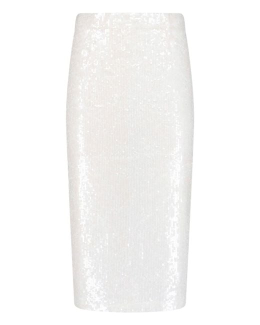 P.A.R.O.S.H. White Midi Sequin Skirt