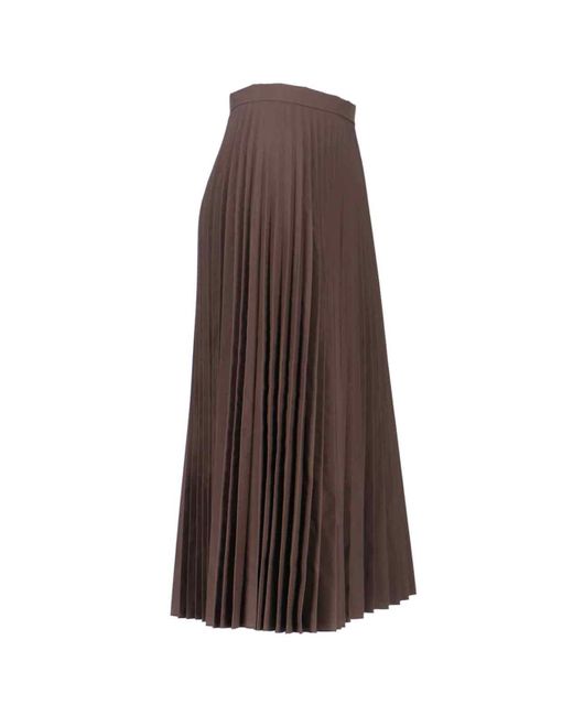 MM6 by Maison Margiela Brown Pleated Midi Skirt