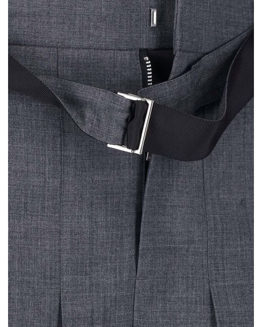 Sacai Blue Wool Blend Shorts
