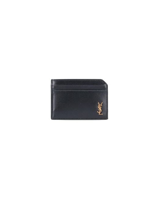 Saint Laurent Black "Tiny Cassandre" Card Holder for men
