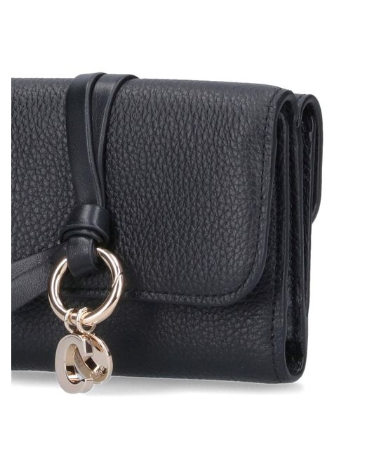 Chloé Black Calf Leather Flap Wallet For