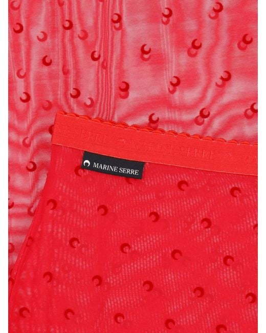 MARINE SERRE Red Moonogram Sheer Mesh Midi Skirt